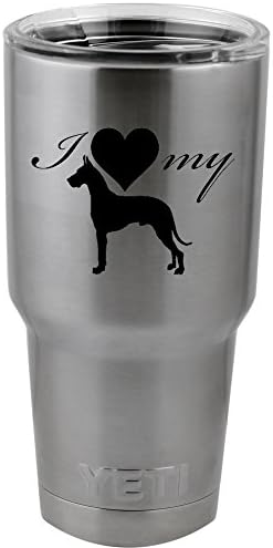 Ја сакам мојата одлична дан кучиња силуета срце винил налепница за декорацијата за чаша од џети
