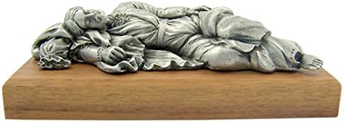 Колекцијата за литургиски скулптури Микеланџело, кој спие статуа на Свети Јосиф Фигура, на дрвена база, 4 1/2 инчи