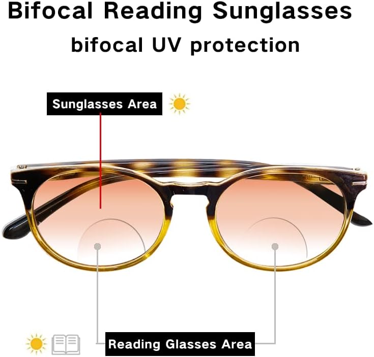 3 пакувања околу бифокални очила за сонце за жени, ретро прогресивни очила за читање преголеми читатели на сонце мажи со пролетна