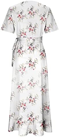 Womenените плус фустани со големина ладно рамо Ками макси долга фустан цветна печатење боемска сандерс бохо -случајна висока