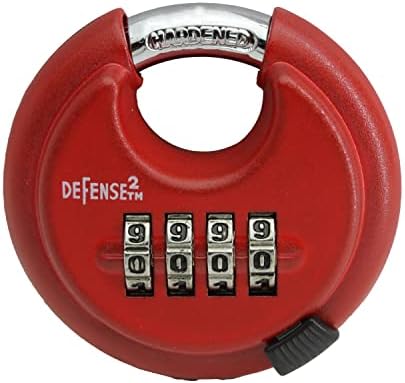 Одбрана2 2 3/4 инчи црвен тешки комбинација на диск, заклучување на комбо -комбо, водоотпорно за складирање, салата, порта, приколка