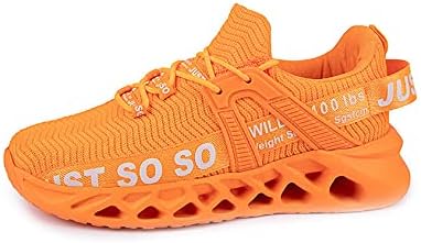 Bestgift двојки патики што дишат летачки ткаени обични чевли сечилото за трчање портокалови EU46/US12