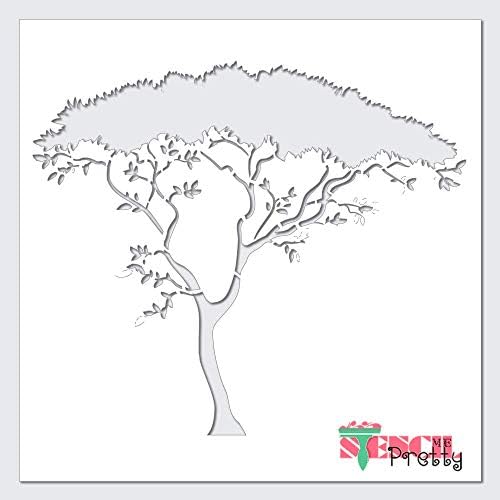 Стенцил - Шаблон за дрво од африканска савана најдобра винил големи матрици за сликање на дрво, платно, wallид, итн. Мултипак
