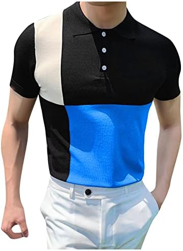 Bmisegm Работни кошули за мажи Менс моден случајно копче лапел кратки ракави маица јакна од шишиња со долги ракави со долги