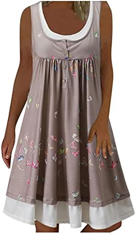 Tie Midi фустан со фустан деколте женско печатење гроздобер без ракави цветни фустани лето летен женски фустан тесен