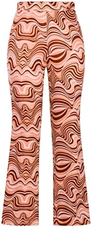 Женски високи половини од пламен јога панталони бран печатени чизми за чизми за подигање, обични трендовски 2023 атлетски панталони