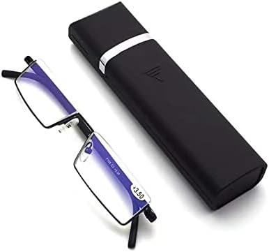 Yijia-Young Правоаголна половина рамка за читање очила Тенок џеб читатели со анти-сина светлина за клип со пенкало