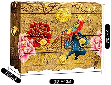 Cfslp Кинески Стил Гроздобер Накит Кутија Голем Капацитет Три Слоја Накит Кутија Со Заклучување Свадба Подарок