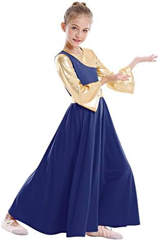 Owlfay пофалби танцови фустани за девојки злато металик блок во боја литургиско обожавање танцувачка облека славење на духот