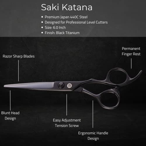 Саки Ножици Катана Комплет Професионални Јапонски Ножици за Коса Со Црна Завршница-6 Инчи-Вклучува Ножици За Сечење И Разредување