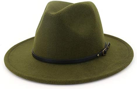 Панама капа Широк облик на флопи појас, женска федора, волна, почувствувана капа, класична широка ридска федора, капа со појас