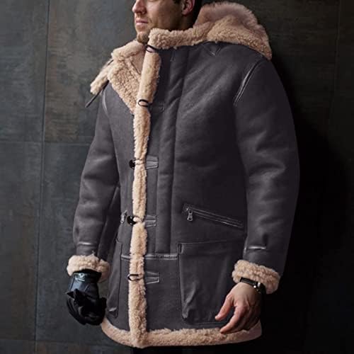 Зимски јакни за мажи, снежно палто со тешка категорија Редовно памучно палто, манџа за руно јакни и палта