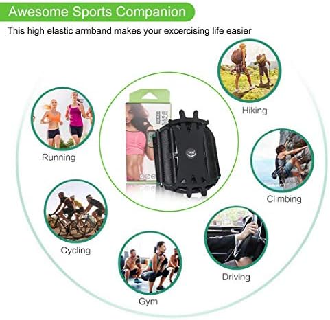 Држач за телефонски рачки, HCCOLO 360 ° Rotatable Universal Sports Sports Blandband за iPhone X/8 Plus/8/7/6S, Galaxy S9 Plus/S9/S8