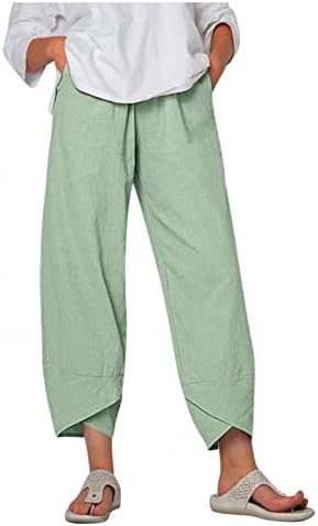 Ајомет Капри панталони за жени, женски модни модни високи половини панталони модни удобни панталони за нозе летни плажа каприци