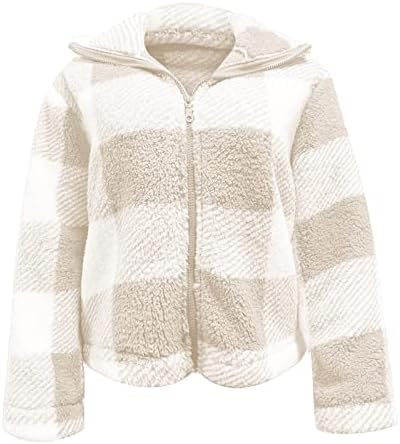 Women'sенска плус големина руно јакна Шерпа Фаузи Фаукс стрижејќи се обичен целосен патент пулвер врвови зимско топло палто