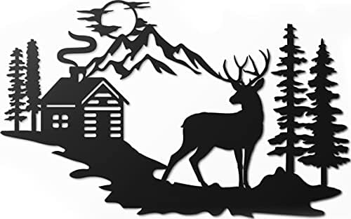 Декор на vivegate deer wallид - 17,5 ”x11” елени украси за рустикален шумски wallид декор елени слики кабина бања бања диви