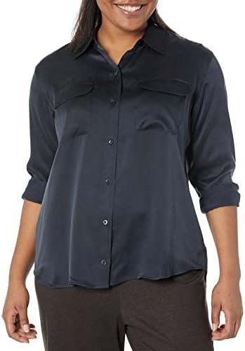 Опрема женски плус големина потпис на свилена кошула со должина од свила