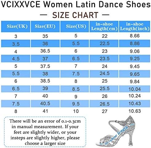 Vcixxvce lationsенски латински танцувачки чевли Rhinestone Отворен пети Салса Салса перформанси за танцување чевли