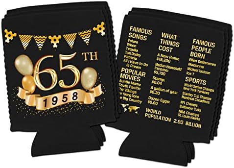 Јангмикс 65-ти Роденден Може Поладни Ракави Пакет Од 12-65-годишнина Украси - 1958 Знак - 65-Ти Роденден Забава Материјали-Црно