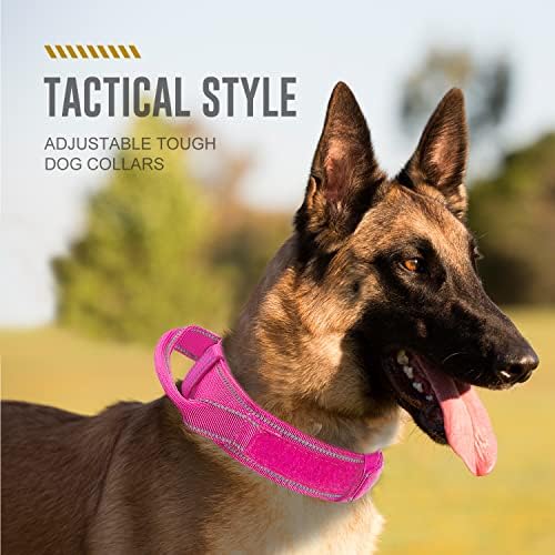 Тактичка јака за кучиња прилагодливи воени најлон јака метална метална тока со контролна рачка за средни големи кучиња
