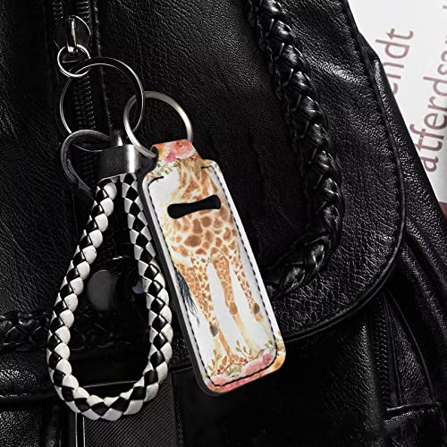 Булопур Цртан Филм Жирафа Chapstick Holder Keychain Clip-on Sleeve Chapstick Pouch Lip Balm Holder Sleeve for Travel Daily Accessories