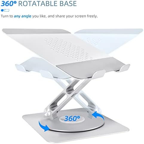 Powlif 360 ротирачки лаптоп штанд за биро, 2,5 mm алуминиумски лаптоп штанд прилагодлива висина за дома и работно место, се