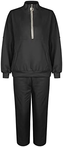 Женска мода солидна боја на отворено тренерки со две парчиња сет со долги ракави патент -качулка јакна од поттање на тренингот