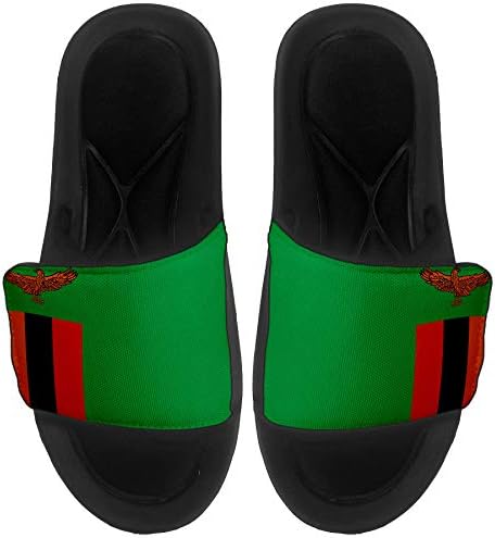 ExpressItbest Pushioned Slide -On сандали/слајдови за мажи, жени и млади - знаме на Замбија - Замбија знаме
