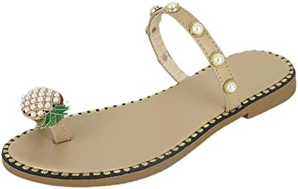 Rbculf женски флип -апостолки клип пети сандали мода од ринестон ананас се лизга на слајд летни обични влечки чевли на плажа