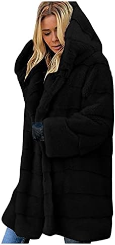 ПРДЕКЕКСЛУ свадбени јакни жени зима со дизајни со долги ракави преголеми јакна со качулка нејасна топла целосна поштенска лабава