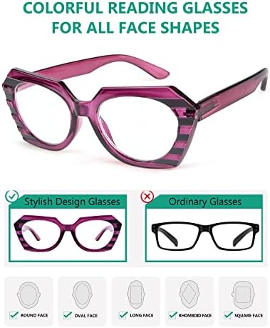 Очила за читање со 5 пакувања за жени дами дизајнираат читатели овални леќи