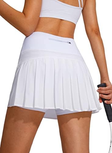 Плетирано тениско здолниште за жени со џебови шорцеви, женски високи половини UPF50+ атлетски голф -здолништа за голф за трчање
