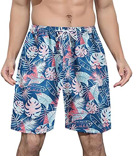 Истегнете ги шорцевите на плажа на Хавајски плажа за мажи лесни шорцеви за пливање, плитки, плус големина Брзо суво вежбање