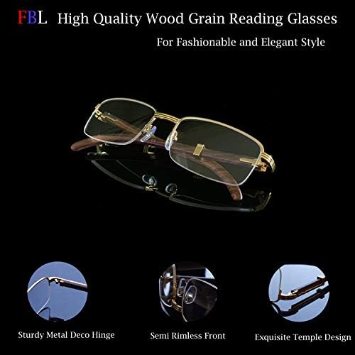 Фабеолукс Класични Очила За Читање - Ексл. Елитен Професор Дизајнирајте Метална Рамка, Рака Од Дрво, Леќа Отпорна На Кршење.