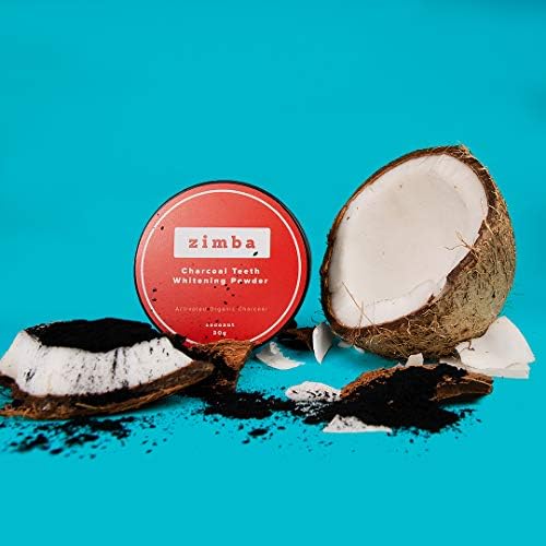 Зимба активиран во прав од јаглен - Белење на заби во прав за заби - Активиран кокос од јаглен од јаглен - Белење на заби без пероксид за кафе, вино, тутун и други дамки