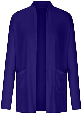 Lmsxct lightенски лесен отворен предниот дел на кардиган џемпер цврста боја случајна удобна палто за надворешна облека со долги