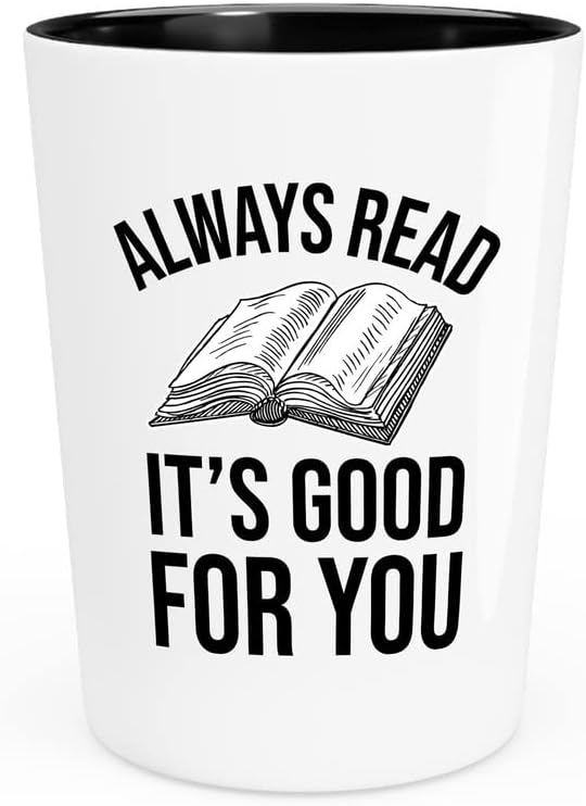 Flубител на книгата Флејки, шут стакло 1.5oz - читањето ќе ве однесе насекаде - резервирано читање литературен автор библиотекар