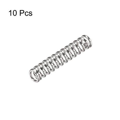 Uxcell Compression Spring, 304 не'рѓосувачки челик, 6 mm OD, големина на жица од 1мм, компресирана должина од 12,5 mm, слободна