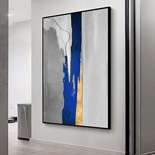 ZZCPT масло слики на рачно насликани со платно - Апстрактна платно wallидна уметност модерна минималист Клајн сина боја, големи