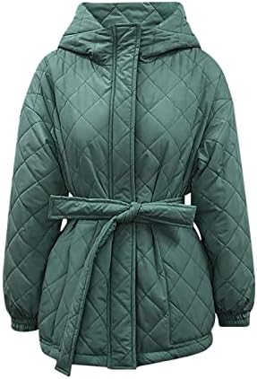 Женска зимска јакна патент капаче јака тенок вклопува подебела топла качулка со палто со палто со појас