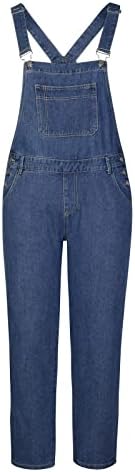 Менс фармерки Обичен трендовски трендовски џеб во боја на гради измиен тексас суспензија долги панталони товарни панталони