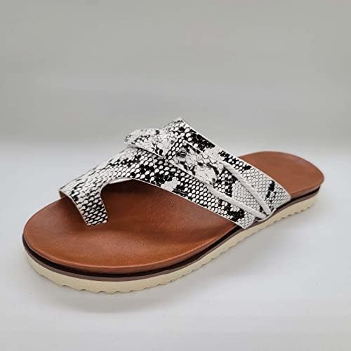 Flенски клип пети Флип Флопс леопард печати отворени папучи за пети удобни обични рамни слајдови летни сандали на плажа чевли