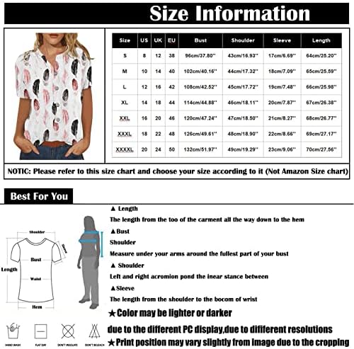 Women'sенски плус големина блузи екипажот на вратот кратки ракави пулвер симпатична печатена маичка блуза лабава фит графички