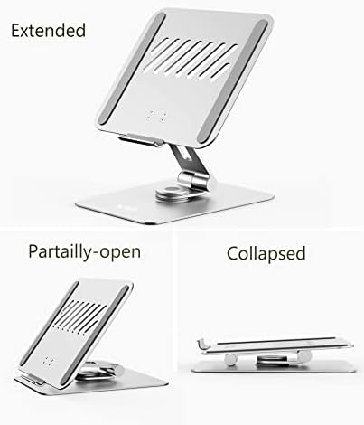 NTMMY 360 ° Ротирачки лаптоп штанд, ергономски компјутерски штанд, алуминиумска преносна преклоплива поддршка за лаптопи до