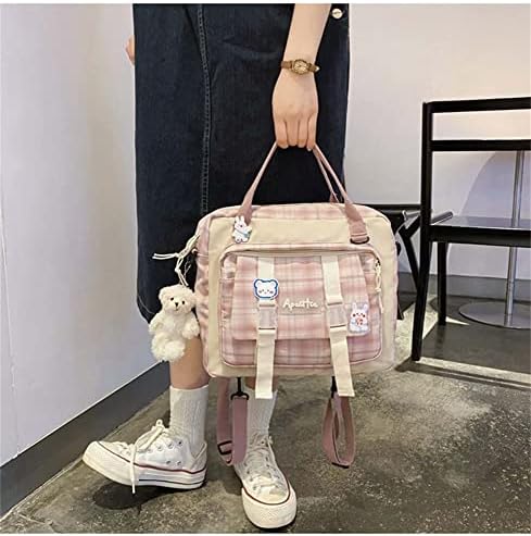 Fvgwtvs kawaii ранец со каваи пин и мечка кадифен мини симпатична јапонска букно -торба аниме рамо торба чанта Ита торба