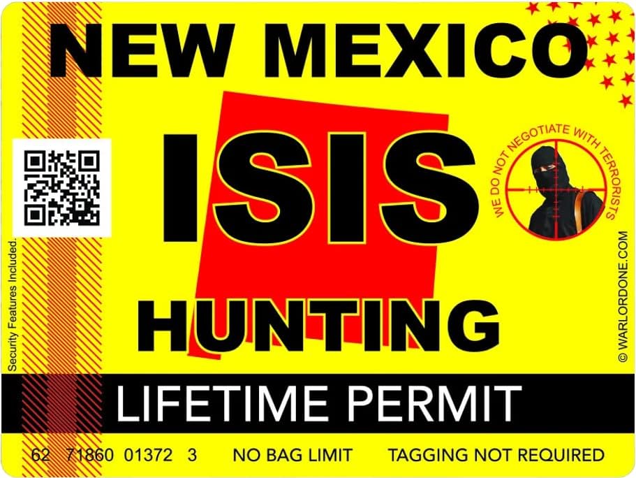 ИСИС Терористички терористички Ново Мексико Државен лов на налепница само лепило винил НМ - C2979- 6 инчи или 15 сантиметри