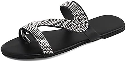 Севчани за женски ринестони мода плус големина рамна римска сандали платформа Флип апостолки се лизгаат на обувки за водни чевли
