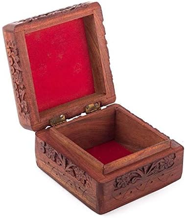 Сина Рачно Изработена Дрвена Кутија За Накит За Жени Организатор На Накит Рака-4 Инчи